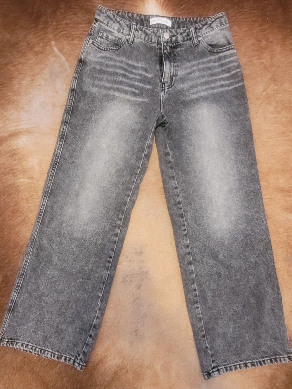Witty Fox Black Acid Wash High Rise Wide Leg Jeans Y2k Size 5